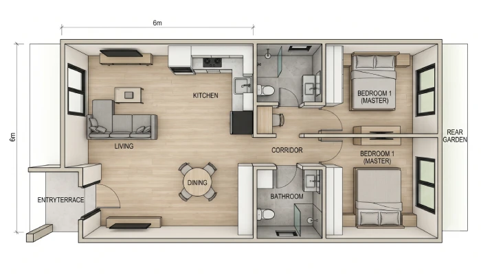 Denah Rumah ukuran Type 36 (4)
