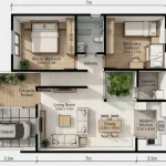 denah rumah minimalis 3 kamar ukuran 7x9 (7)