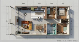Denah Rumah 3 Kamar minimalis Ukuran 6x8 (9)
