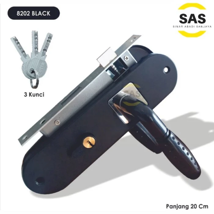 Gagang Kunci Pintu _ Handle Pintu Komplit Ukuran Tanggung _ Tanggung 20 cm Bulat Kotak POTTA (1)