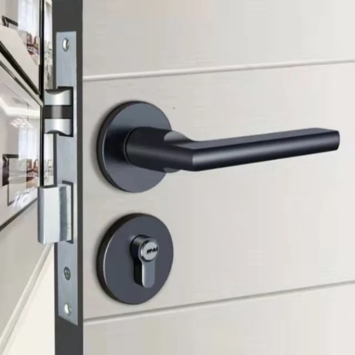 Gagang Pintu Gaya Eropa Hitam Full Set _ Kunci Pintu Premium Door lock