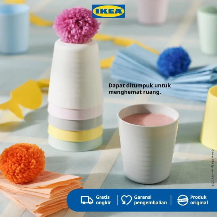 IKEA KALAS Gelas Bayi Serbaguna Warna-Warni Isi 6pcs