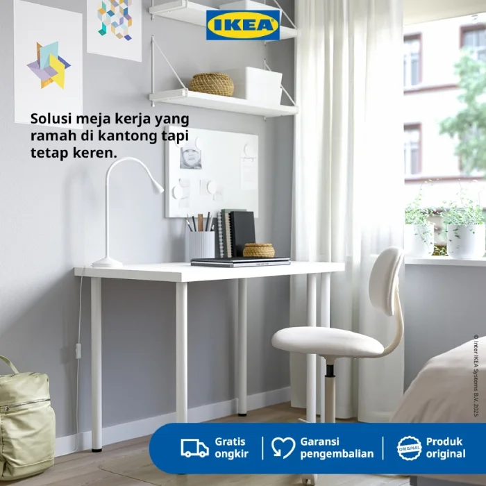 IKEA LINNMON_ADILS Meja Kerja Minimalis Meja Kantor Meja Belajar Serbaguna Putih 100x60 cm