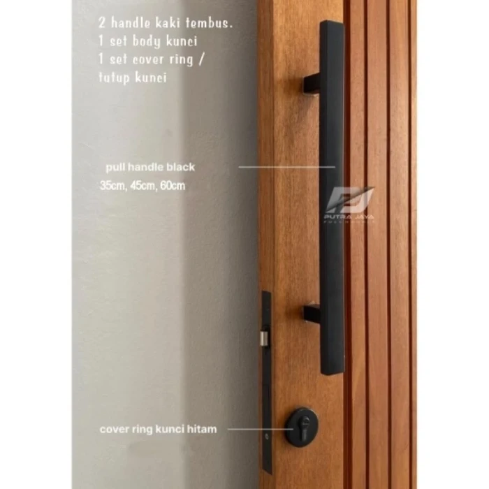 Paket handle kaki tembus set body kunci pelor gagang pintu rumah minimalis model kotak panjang 60cm 45cm 35cm