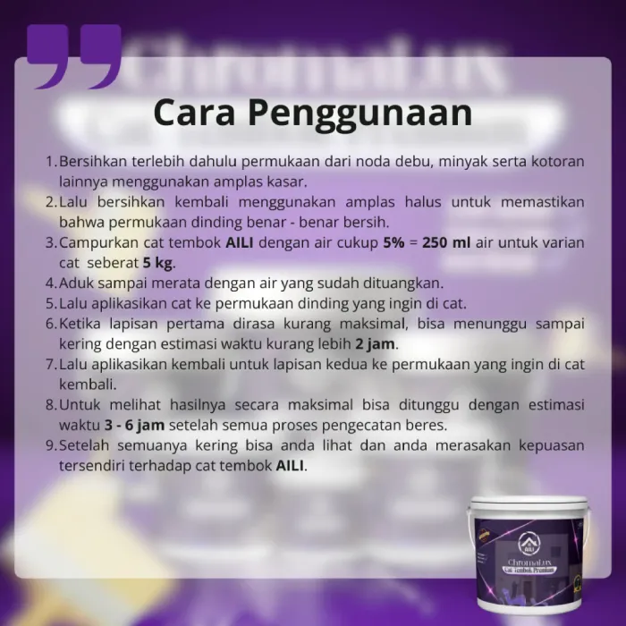 AILI Paint Cat Tembok 5KG - Interior Anti Luntur Anti Mengapur Kualitas Terbaik