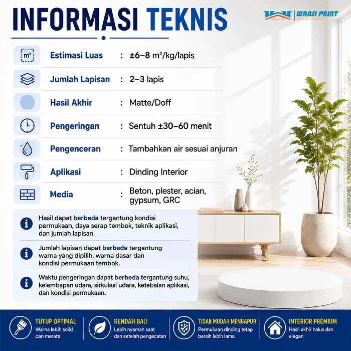 WAASI PAINT - Cat Tembok Interior dan Eksterior Aesthetic Anti Jamur dan Lembab