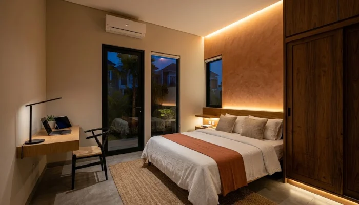 Kamar Tidur dari Tekstur Tanah yang Hangat