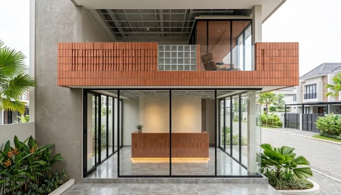 Desain Kantor Plafon Ekspos Modern