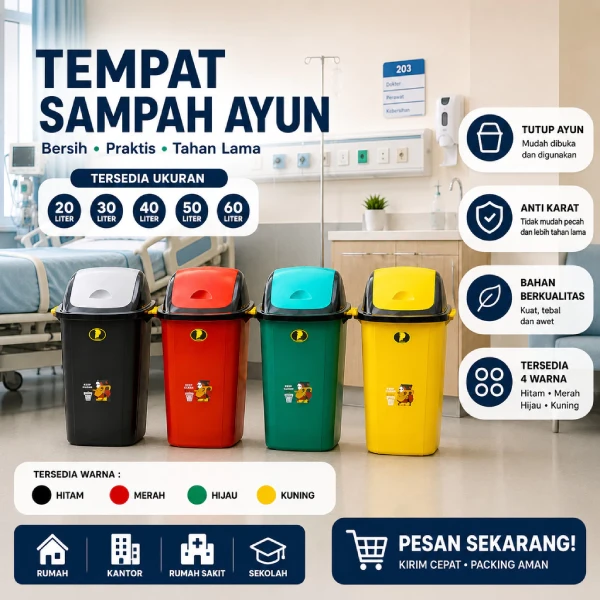 Tempat Sampah Ayun 20 30 40 50 60 Liter | Tong Sampah Plastik Besar Dapur Rumah Kantor